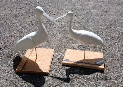 Storkene på Restaurant Bondestuens tag. Storken er håndlavet hos Søgaard Snedkeri